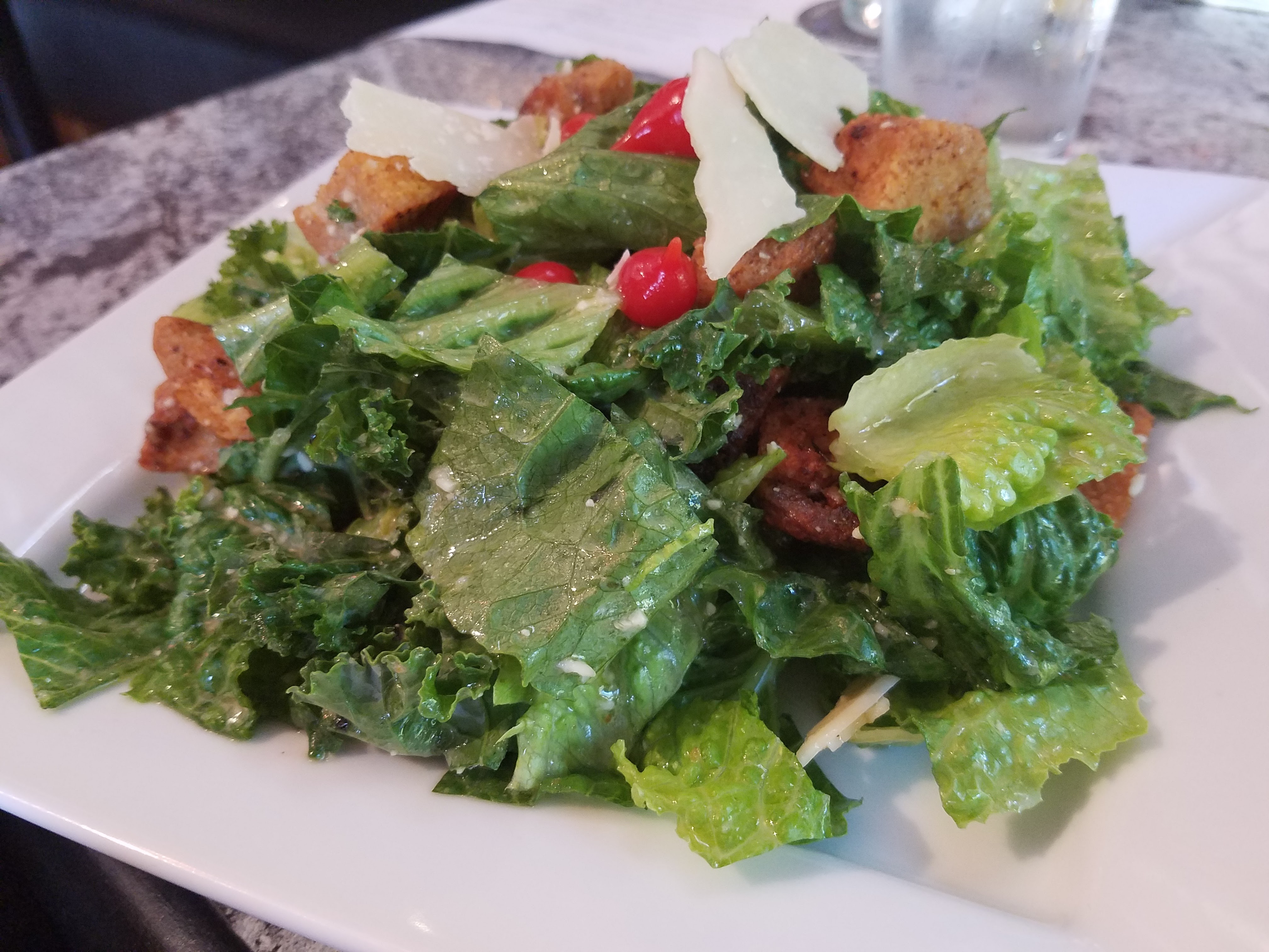 kale and romaine caesar salad